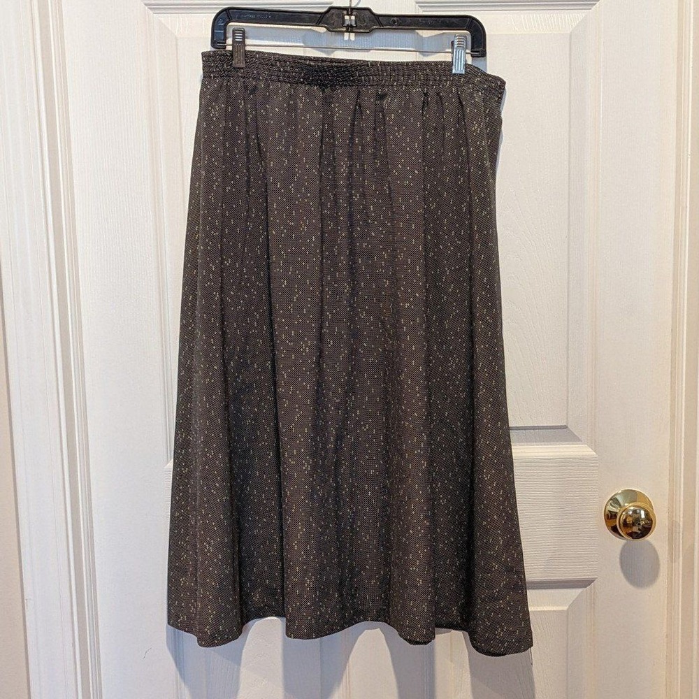 Vintage 90s Y2K Attitude Size 18 Black‎ & Cream Pull On Midi Skirt Cottagecore